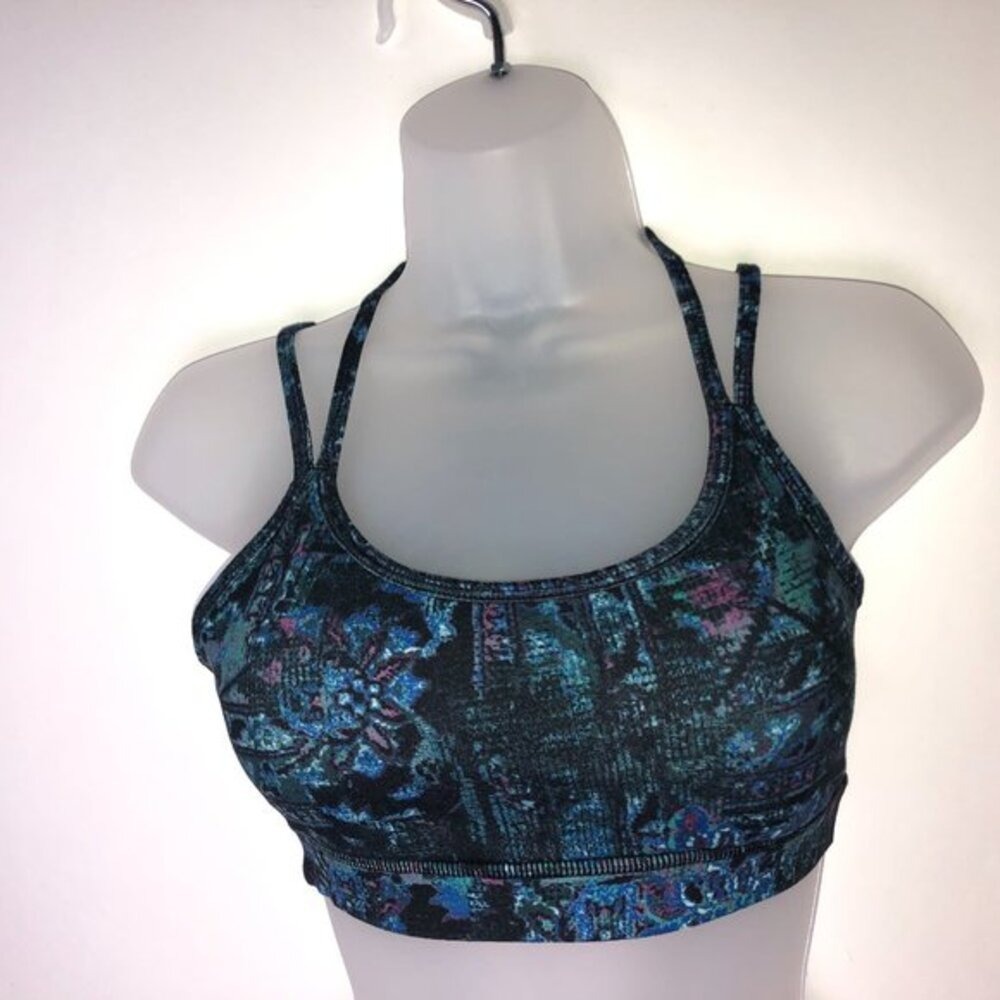 Gaiam Blue Black Strappy Sports Bra XS‎
